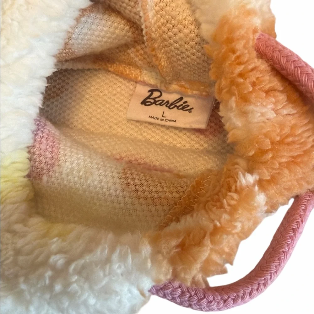 🌸 Barbie Girls Sherpa Hoodie Floral Cozy Y2K Pink | Size L (10–12
